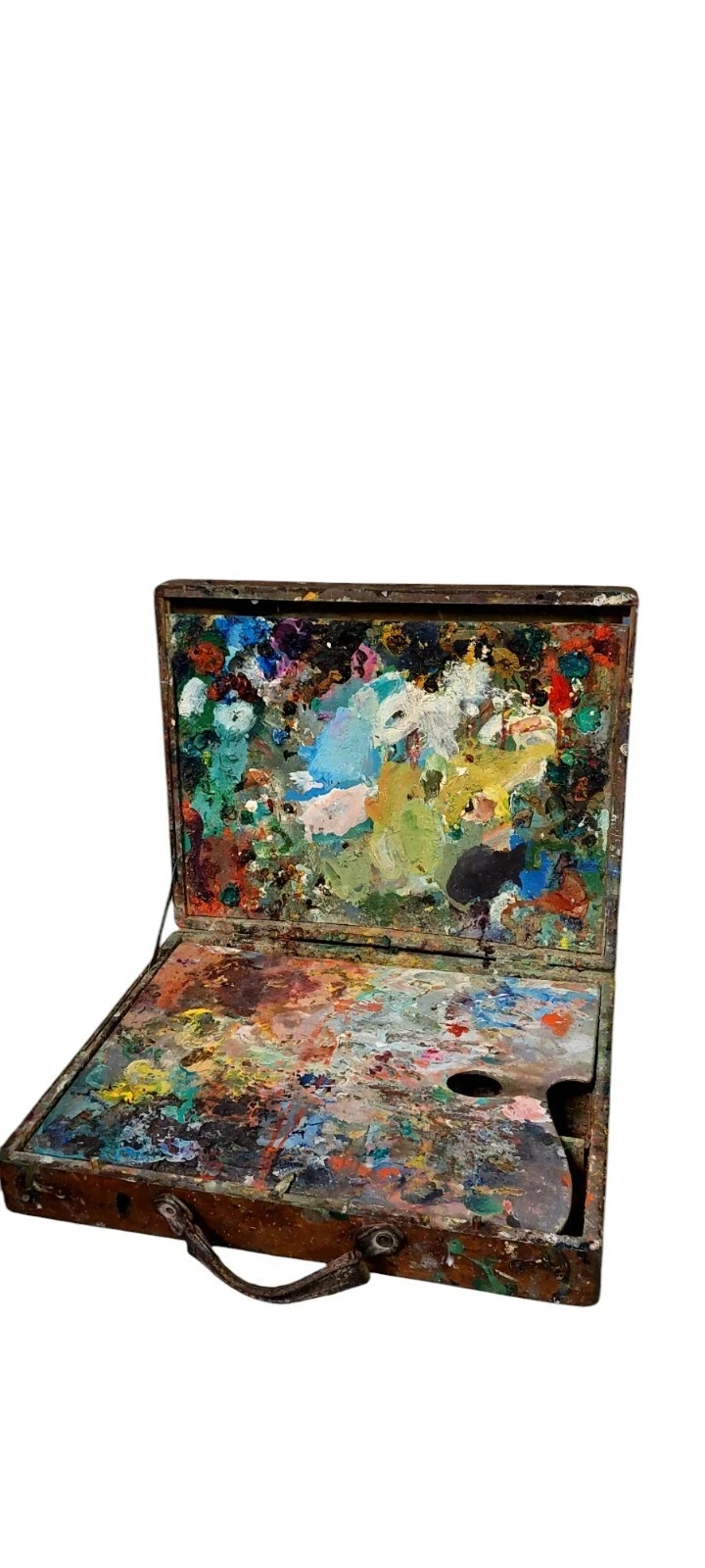 Antique Wooden Painter's Case with Color Palettes. Beautiful Box.