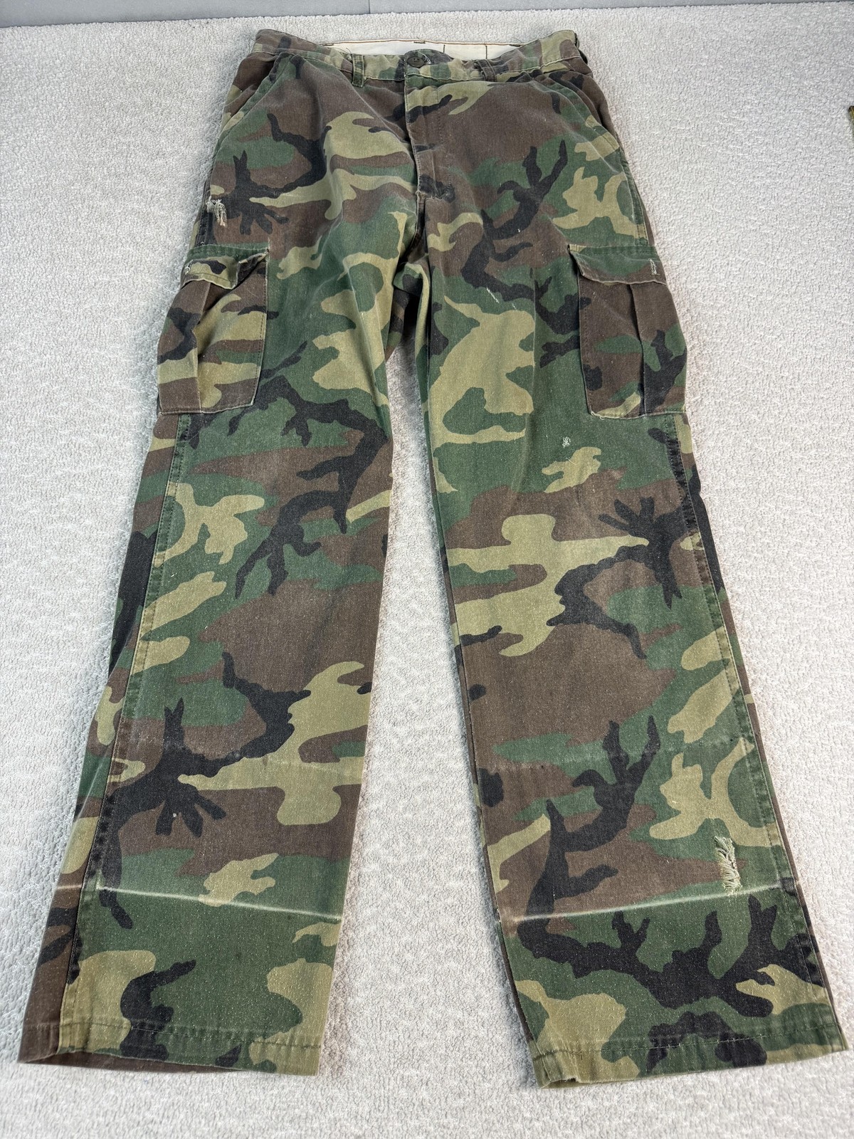 Saf Trak Camo Cargo Pants Mens Large Woodland Camouflage Made USA Workwear