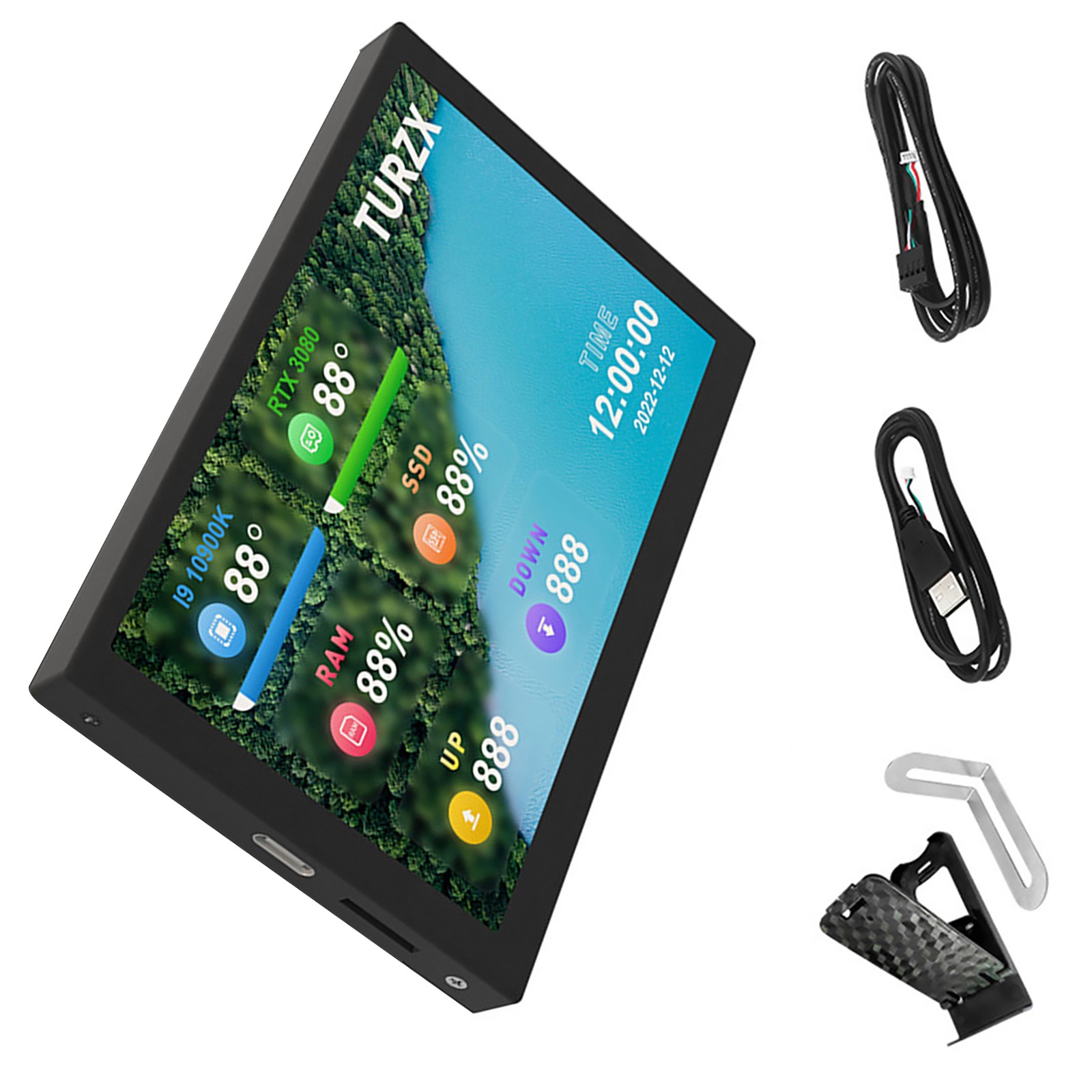 Black 5 Inch USB Computer Secondary Screen CPU GPU RAM HDD PC Data Monitor Panel