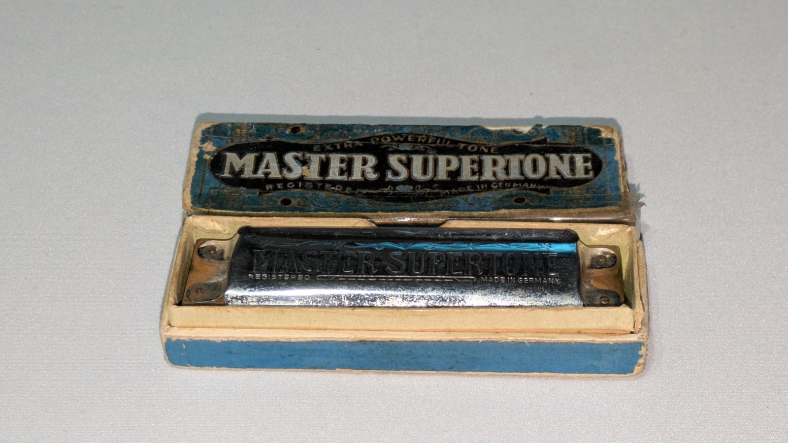 Master Super Tone Harmonica Box & Cleaning Instructions Made In Germany Antique 