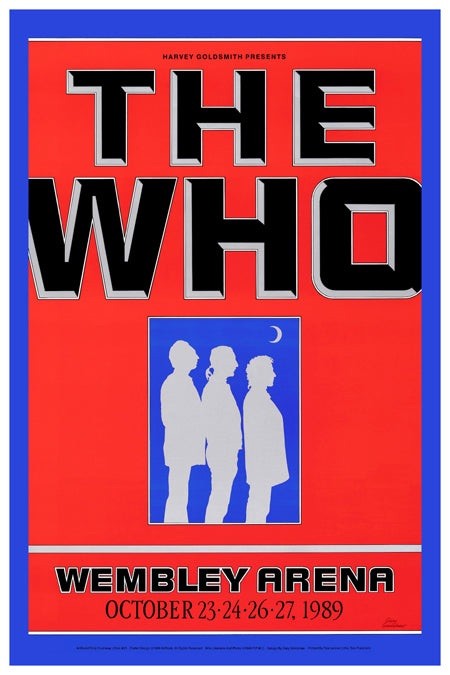 The Who Wembley Arena Concert Poster 1989 October 23-27 Red 12x8in Metal Sign