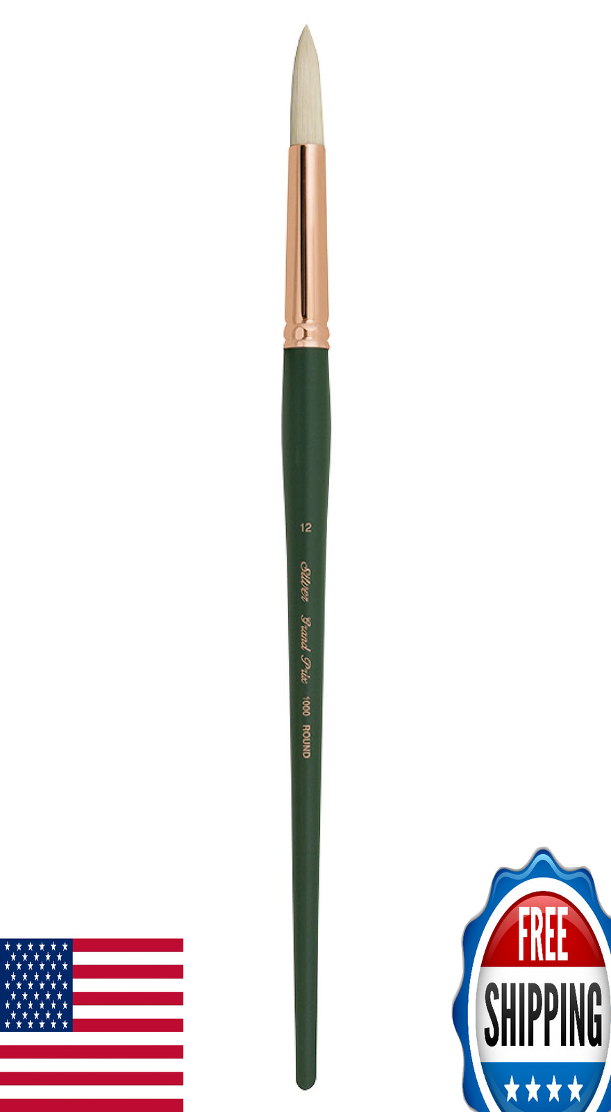 Silver Brush Limited 1000 Grand Prix Round Oil Painting Brush, Size 12, Long Hdl