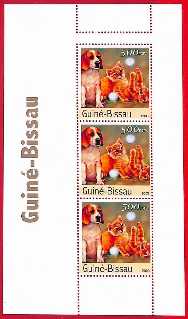 A5953 - GUINE-BISSAU - ERROR MISPERF Stamp Sheet - 2003 - Cats DOG