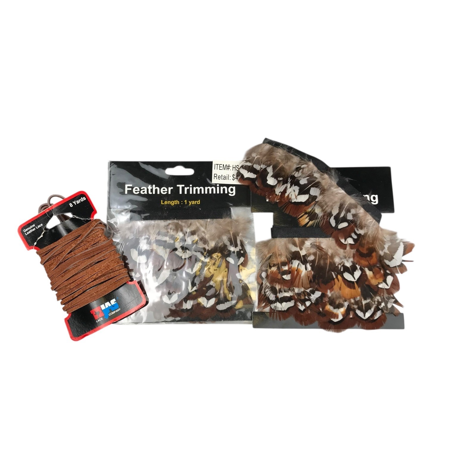 Feather Trimming Brown Leather Lace Craft Lot DIY Embellishments Sewing Supplies