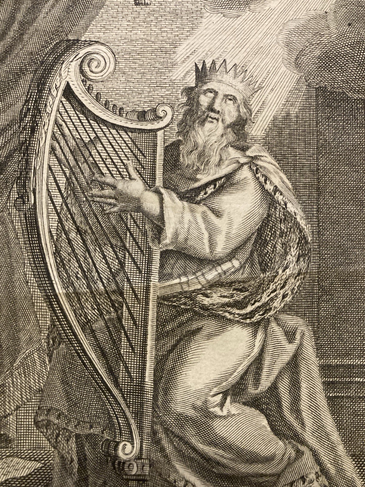 Engraving Portrait XVII David With The Harp To Identify Antique 1700 Art Print