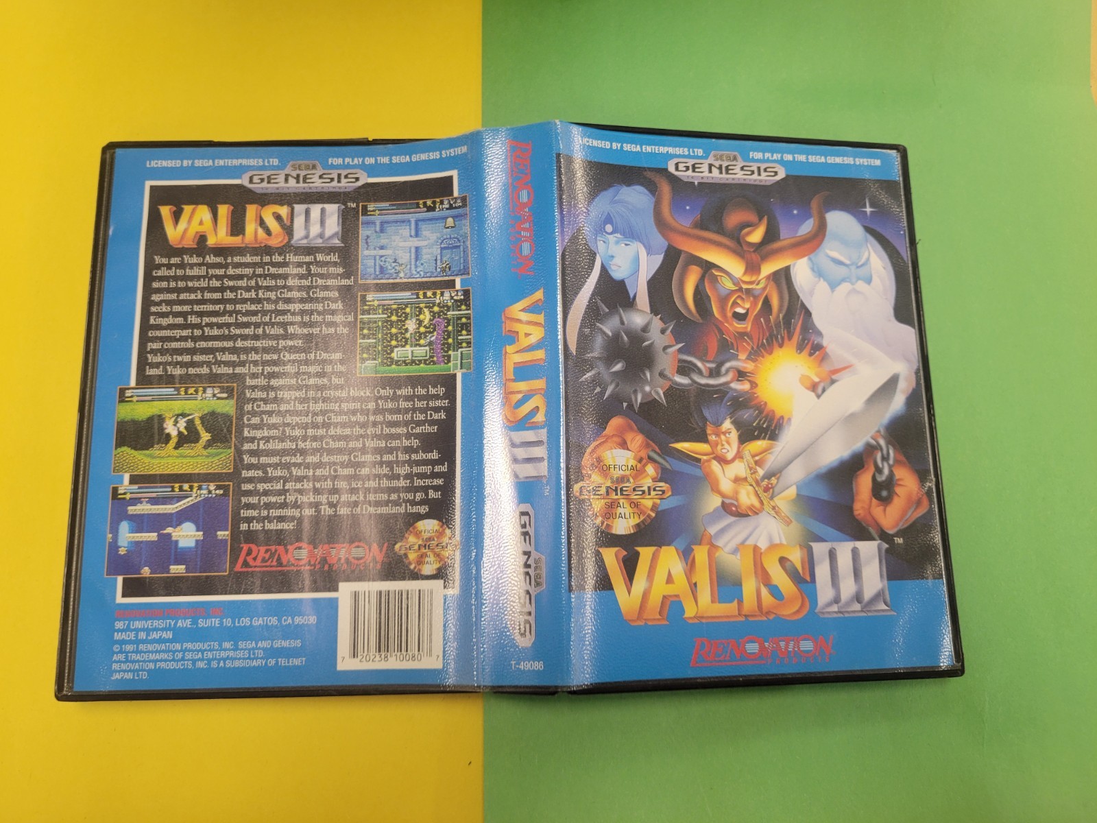 VALIS 3 III 1991 Authentic Sega Genesis Box Only 