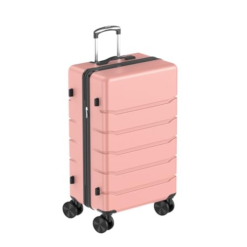 Carry On Luggage, Lightweight Expandable ABS Hard Shell Suitcase 20 Inch Pink