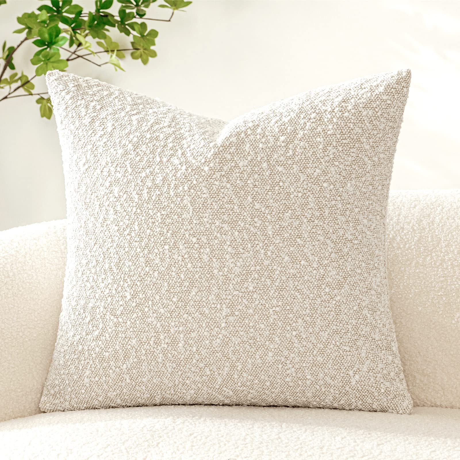 Woaboy Pack of 1 Decorative Boucle Throw Pillow 24" x (Pack 1), Ivory 