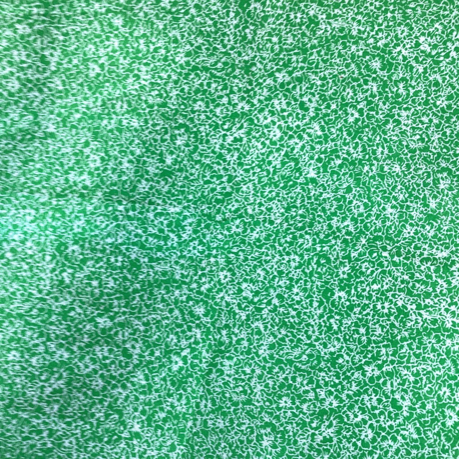 10" x  24" Bright Green and White Small Print Quilting Fabric $2.50