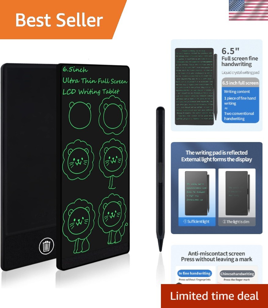 Reusable 6.5 Inch LCD Electronic Sketch Pad - Lightweight & User-Friendly