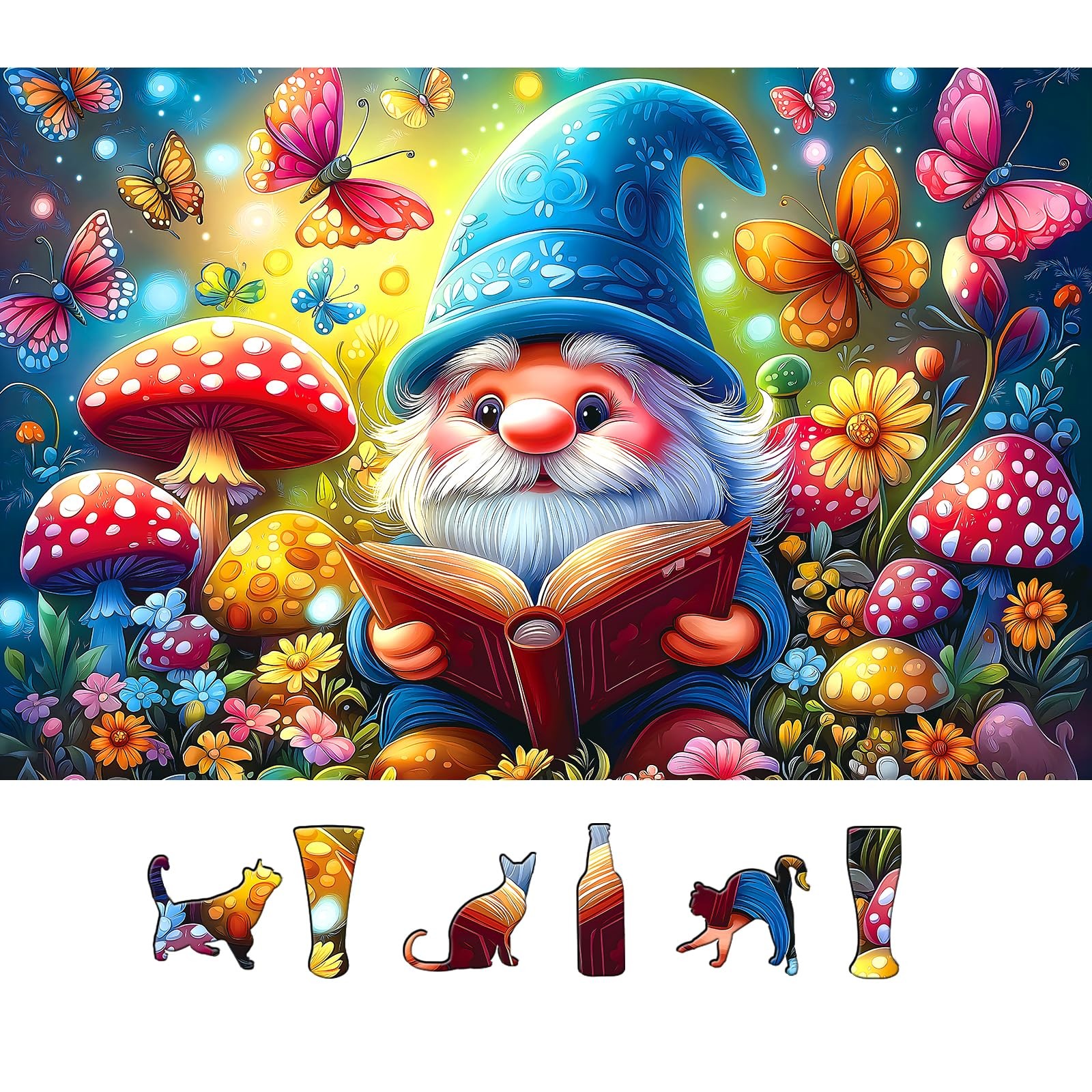 Mushrooms Jigsaw Puzzles 500 Pieces Enchanted Garden Reading Puzzles for Adul...
