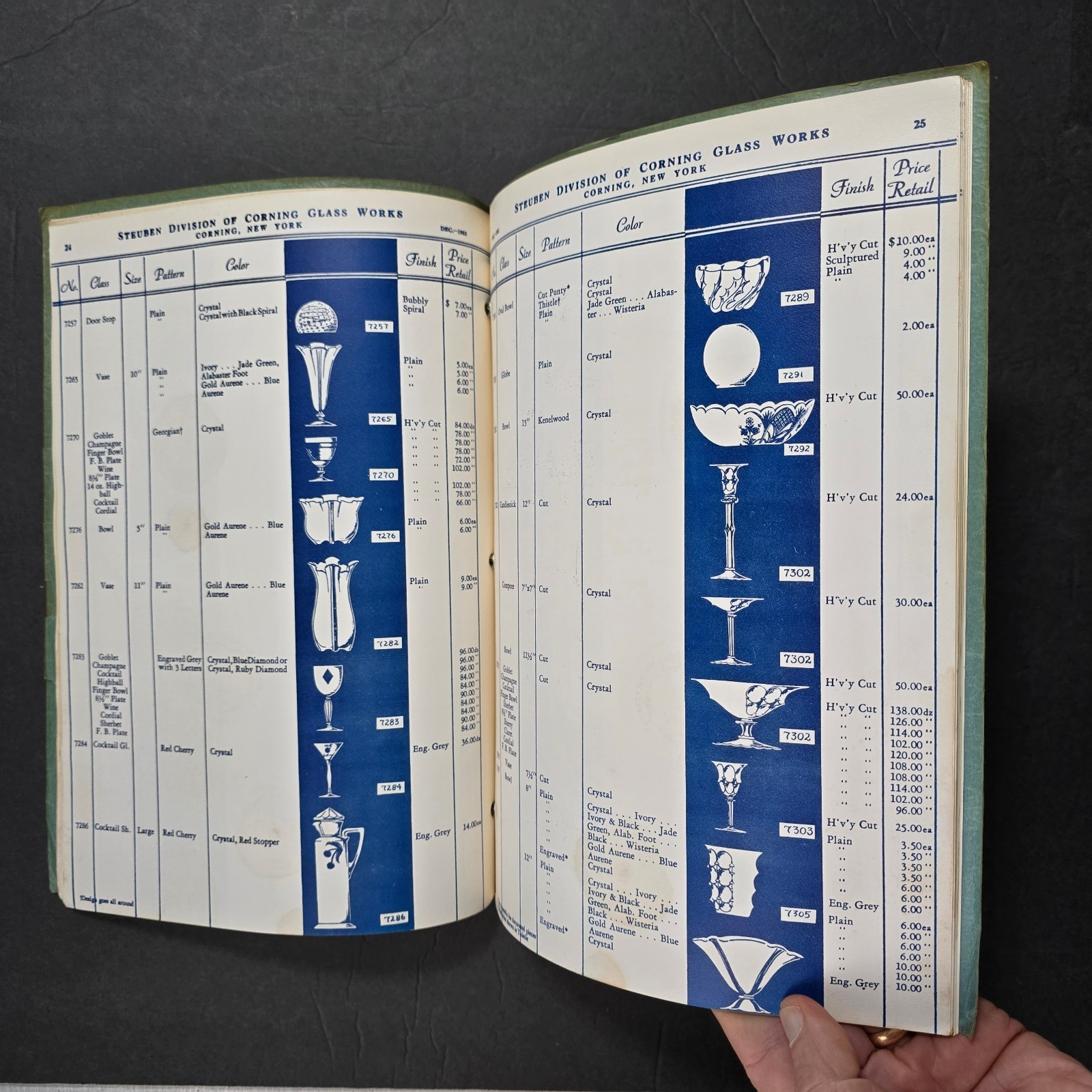 December 1932 Steuben Glass catalog Hand Blown Glassware Prices Styles reprint