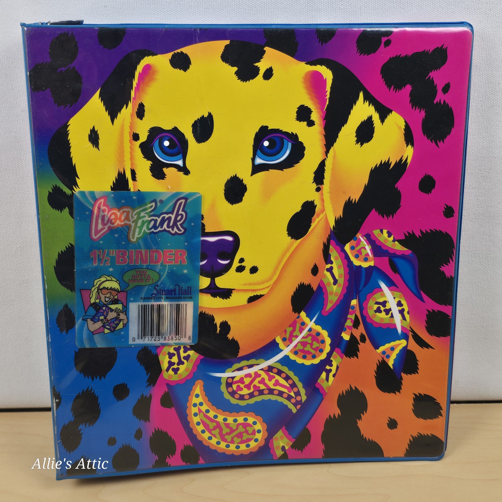 Lisa Frank Rainbow Dalmatian Dog 3 Ring Binder Folder School Supplies Vintage 