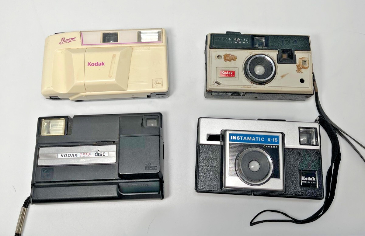 Lot 4 Vintage 35mm Film or Disc Point Shoot Film Camera Kodak Untested For Parts