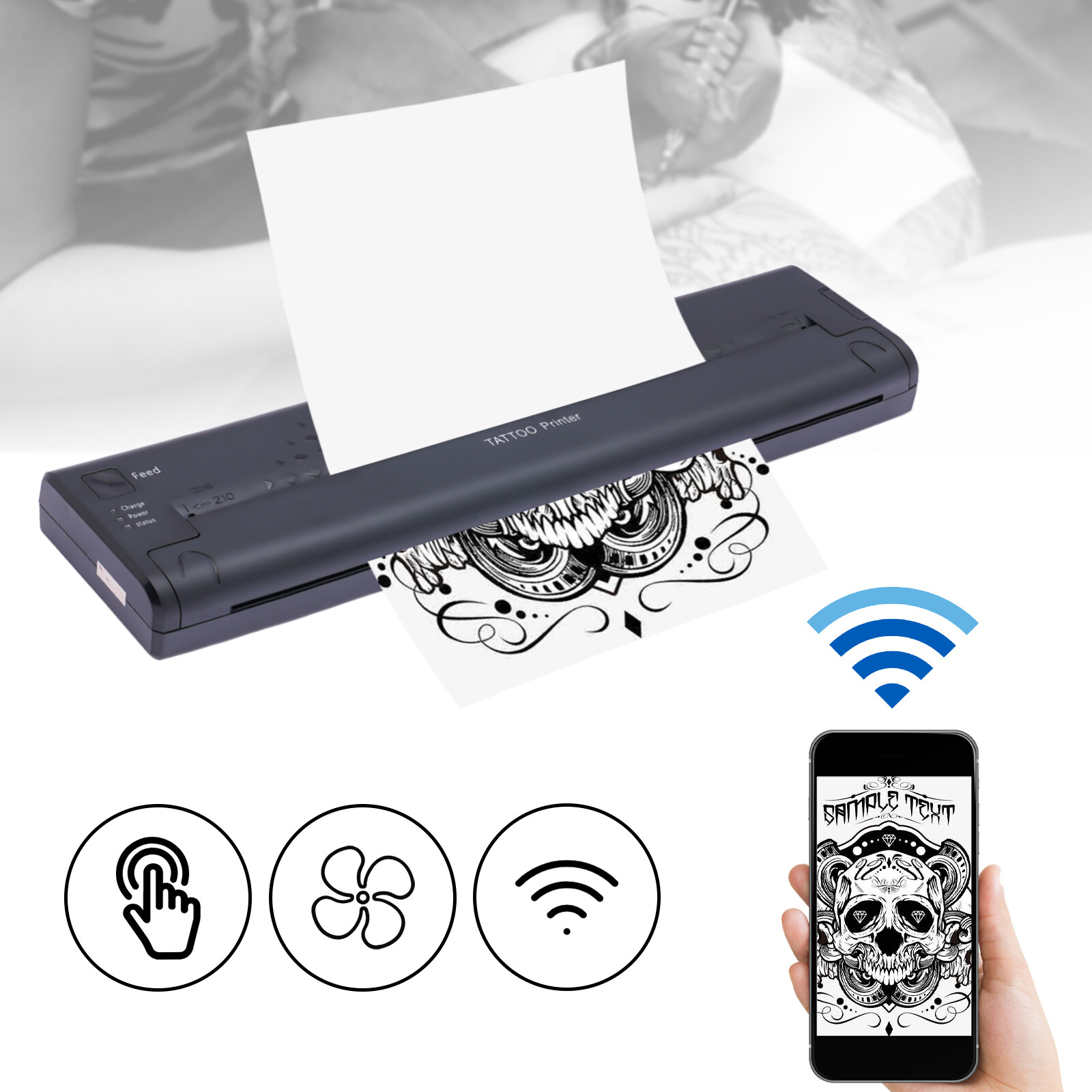 Wireless Tattoo Thermal Stencil Maker Tattoo Transfer Copier Printer Machine
