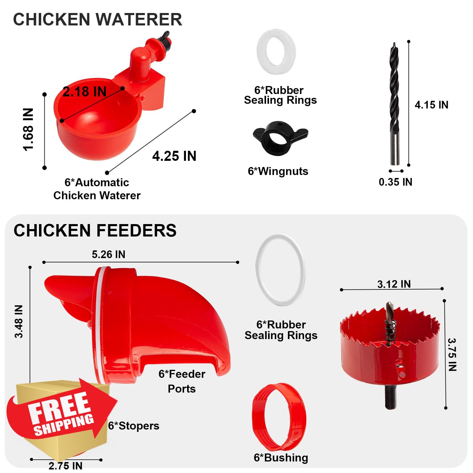Gugull 6 Pcs Automatic Chicken Feeder Waterer Rodent Proof Kit