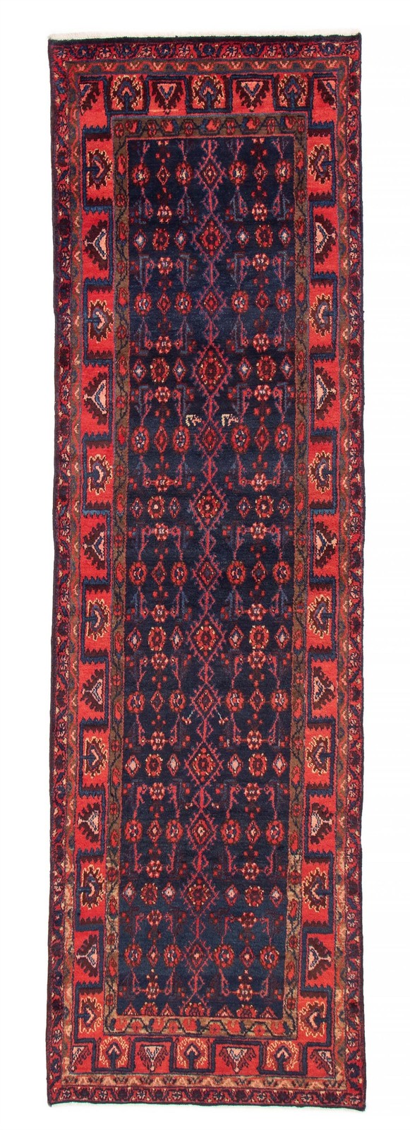 Vintage Hand-knotted Runner Rug 3'7" x 12'3" Traditional Oriental Wool Carpet