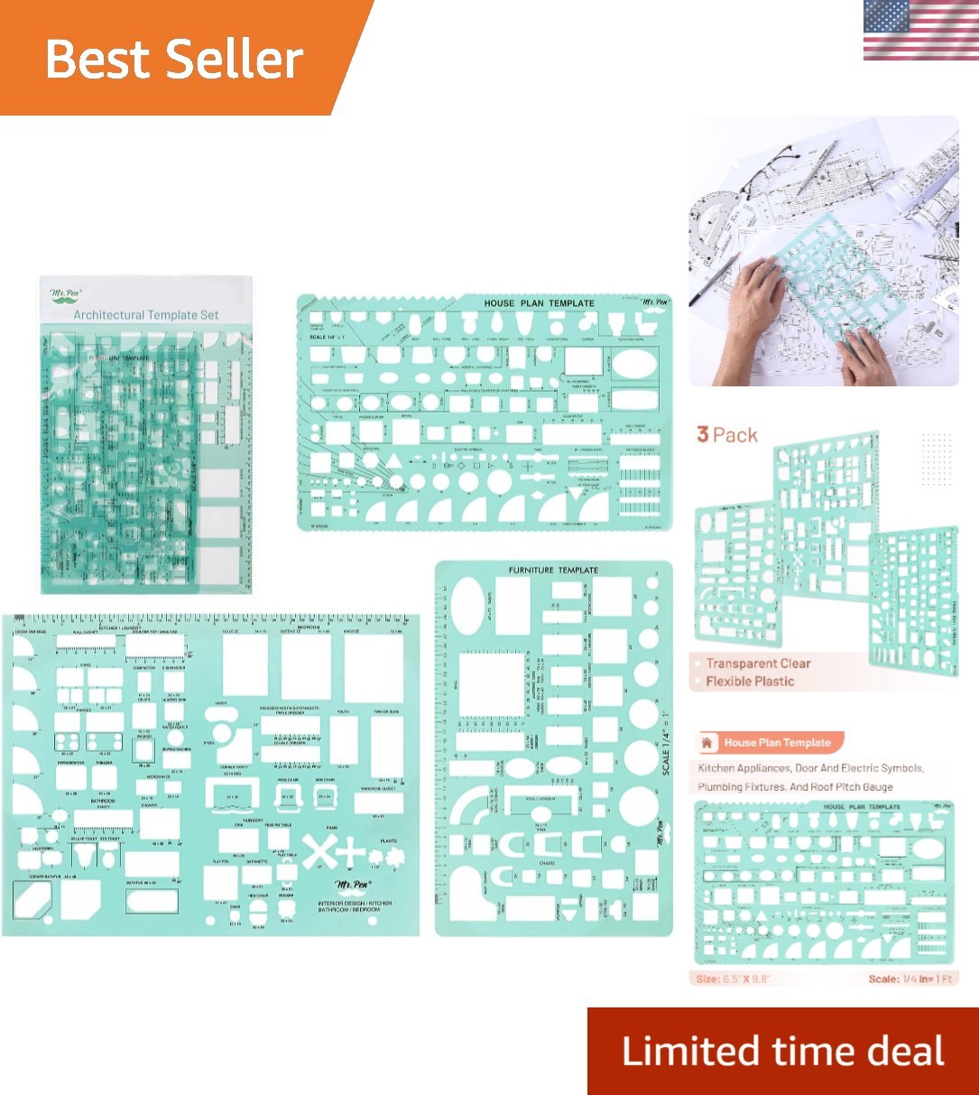 Flexible 3-Piece Design Templates - Essential Tools for Architects & Designers