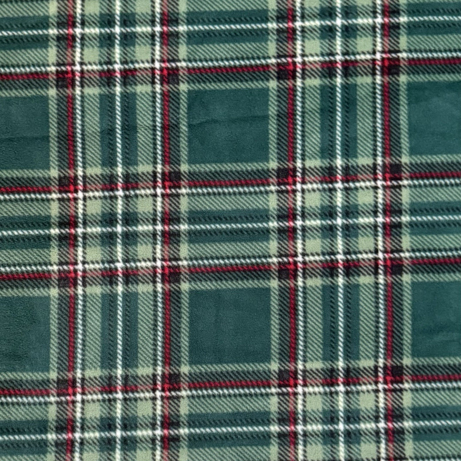 Joann Fabrics Fleece Fabric Green Plaid Tartan Holiday Anti Pill Plush 35” Long