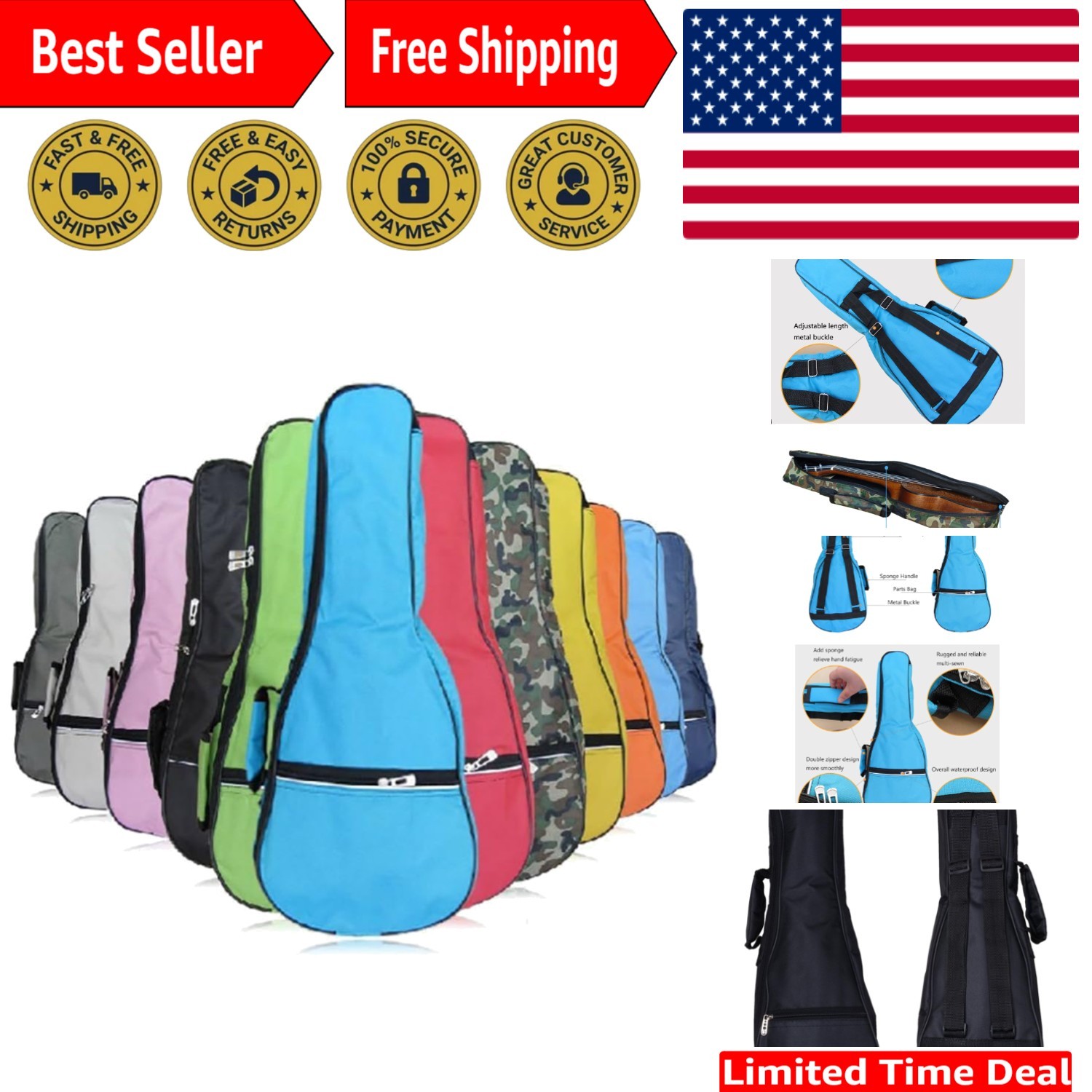 Multi-Functional 21in Ukulele Case - Waterproof & Lightweight for Easy Carrying