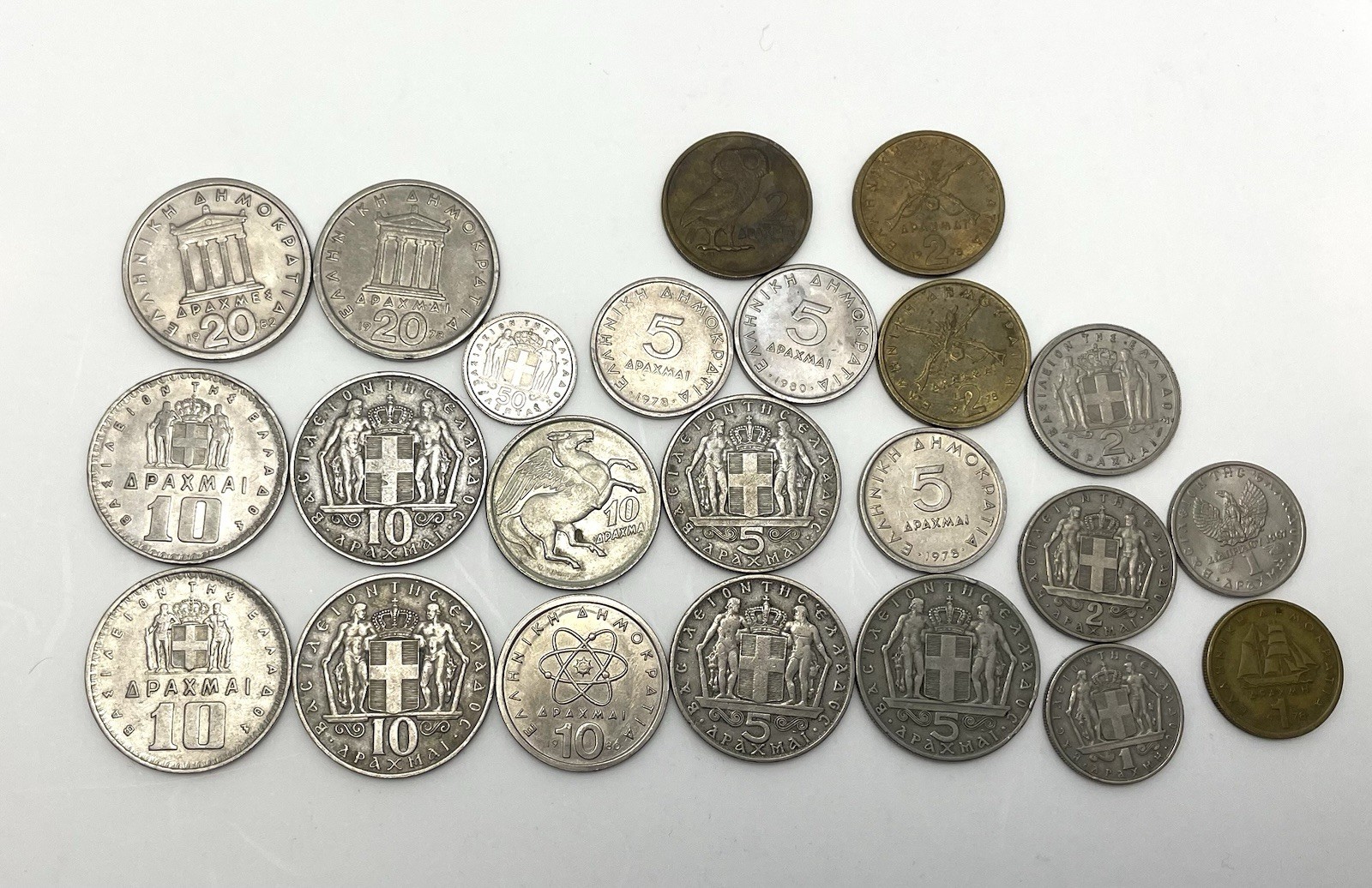 Greece Drachma Coin Lot Vintage Greek Coins 1950s–1980s Mixed Lot 🇬🇷