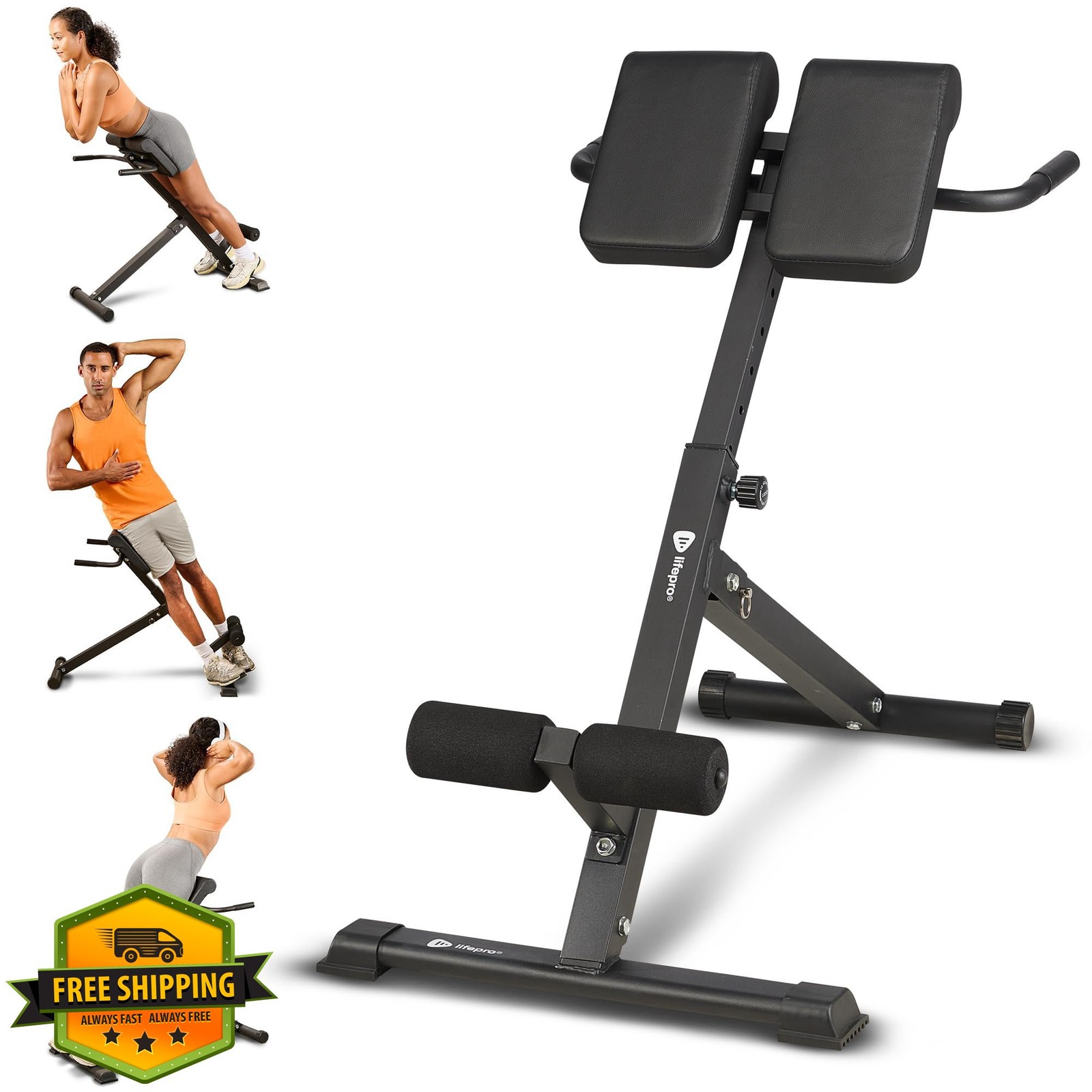 Lifepro Roman Chair Hyperextension Bench, Adjustable Back Extension