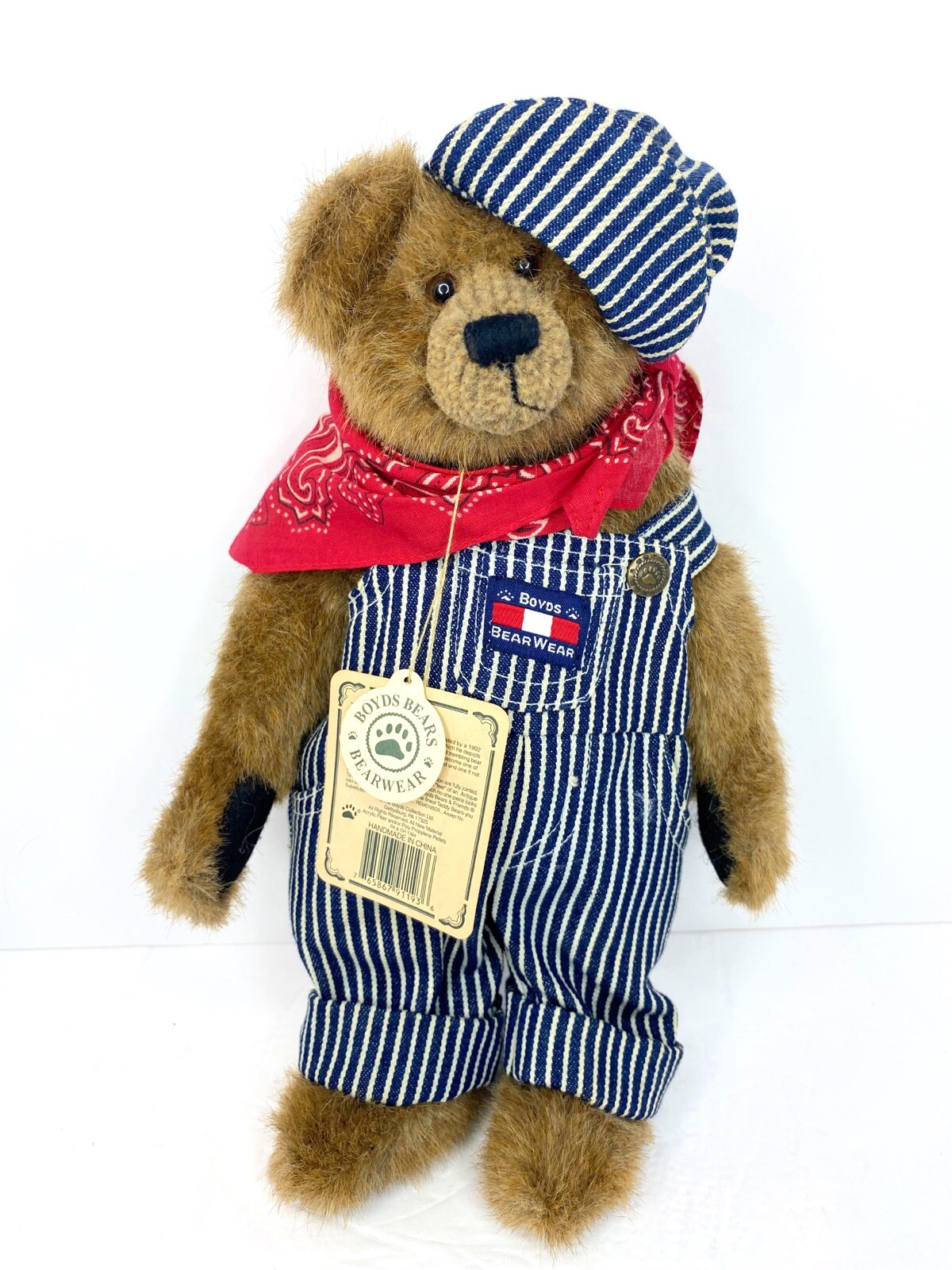 Boyds Bears “ELMER O. BEARROAD” Bear With Tags, 13” Railroad Train Engineer
