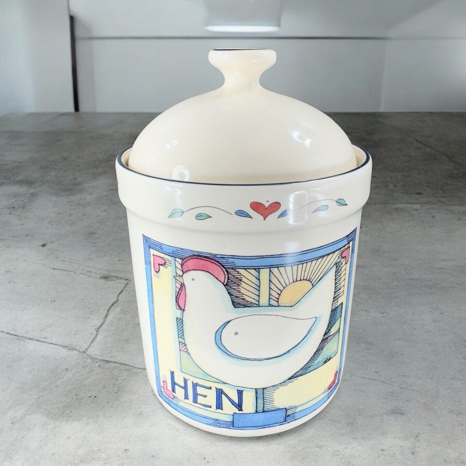 Certified International Susan Winget Hen Chicken Jar W Lid Canister Ceramic VTG