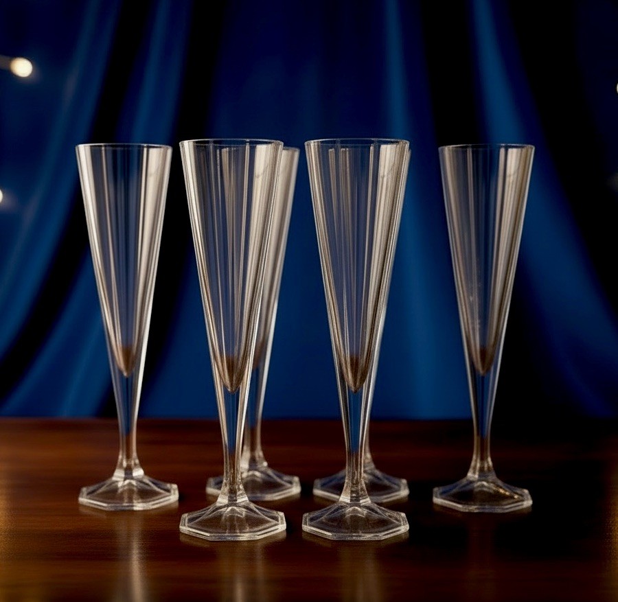 Nachtmann Crystal Aspen Continental Champagne Flutes Glasses Set Of 6