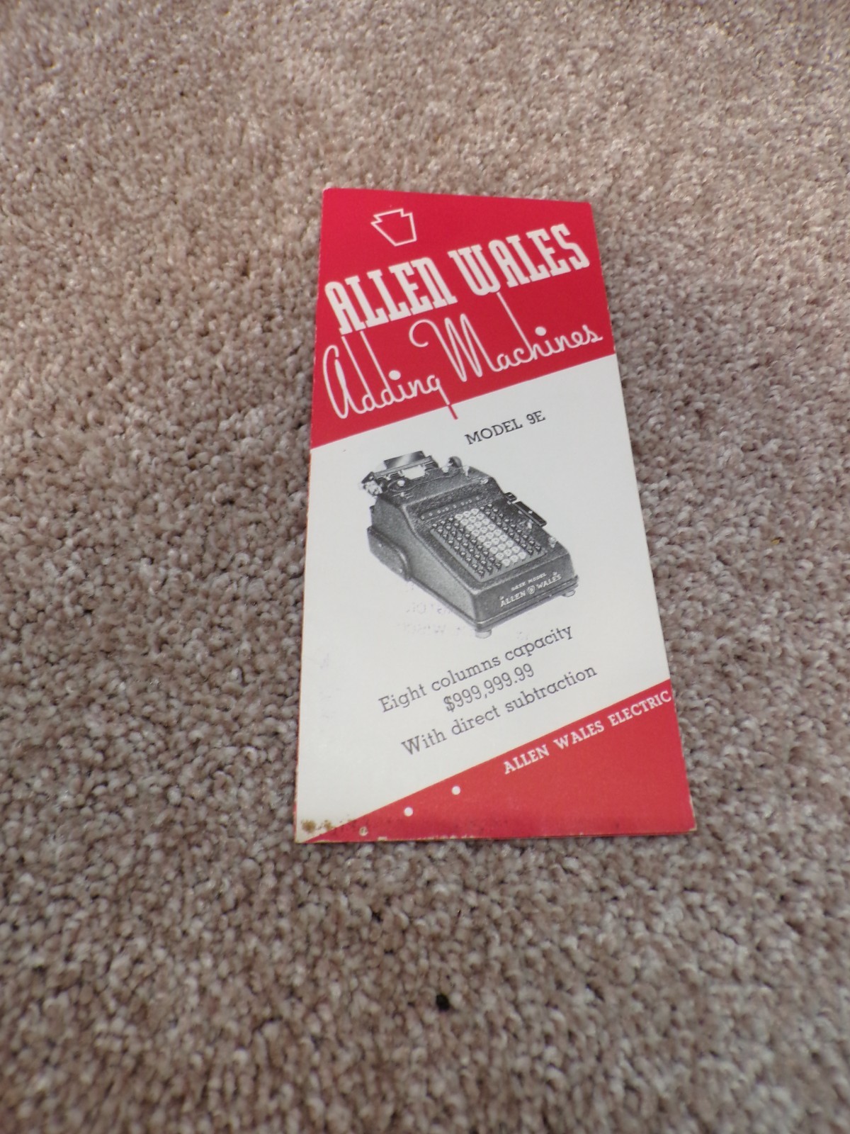 Allen Wales 8,9,10,11 Adding Machine brochure Sharffs Typewriter Co.  Oshkosh