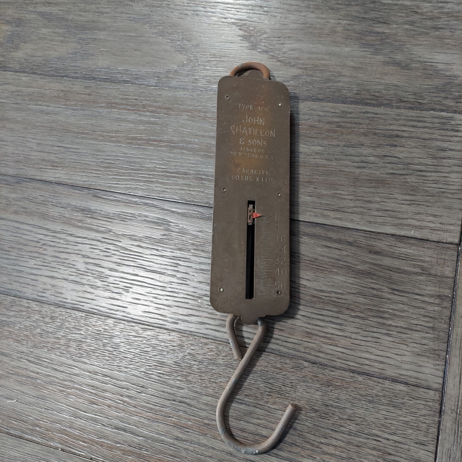 Vtg John Chatillon & Sons Hanging Scale - Type 100 - 50 Lb