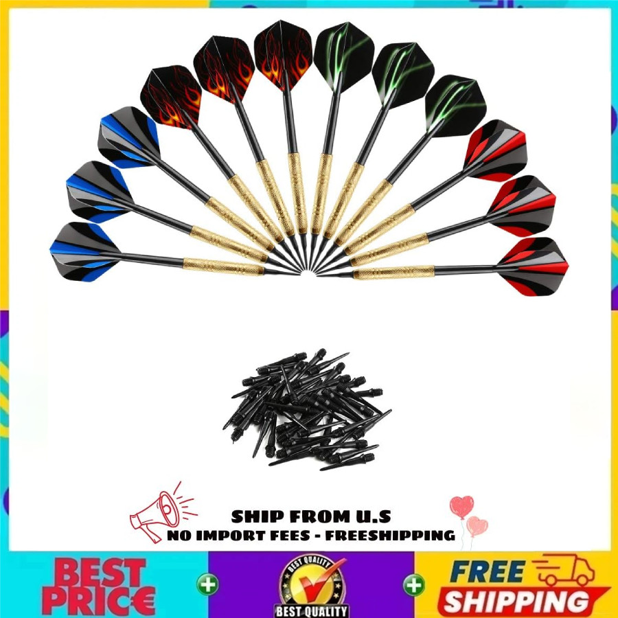 12 Pcs Darts Plastic Tip, Soft Tip Darts Set, 14g Plastic Tipped Dart, US Stock