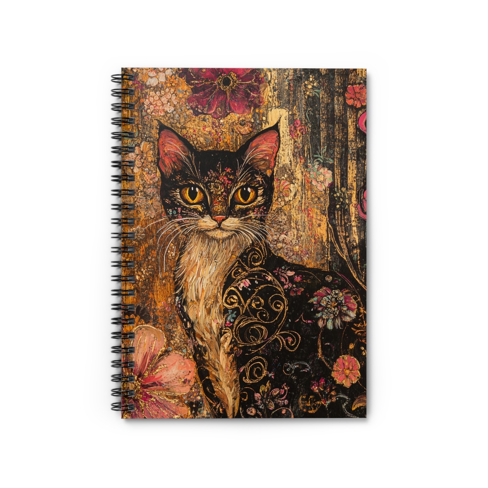 Wild Flower Cat Spiral Notebook | Ruled Journal