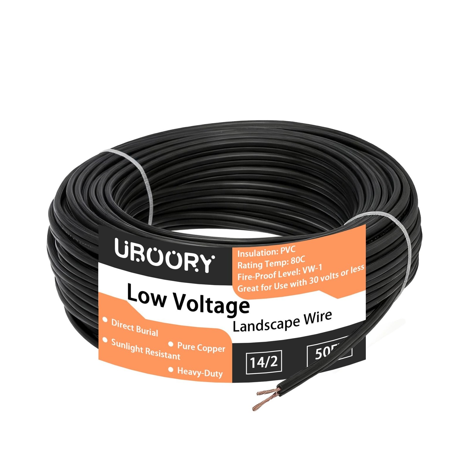 14/2 Low Voltage Landscape Wire, 14 Gauge 2 Conductor 50 Feet, Outdoor Direct...