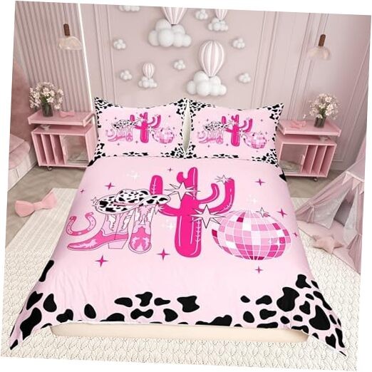 Western Cowboy Theme Duvet Cover,Kids Cowgirl Bedding Twin 68"x90" Cowboy 08