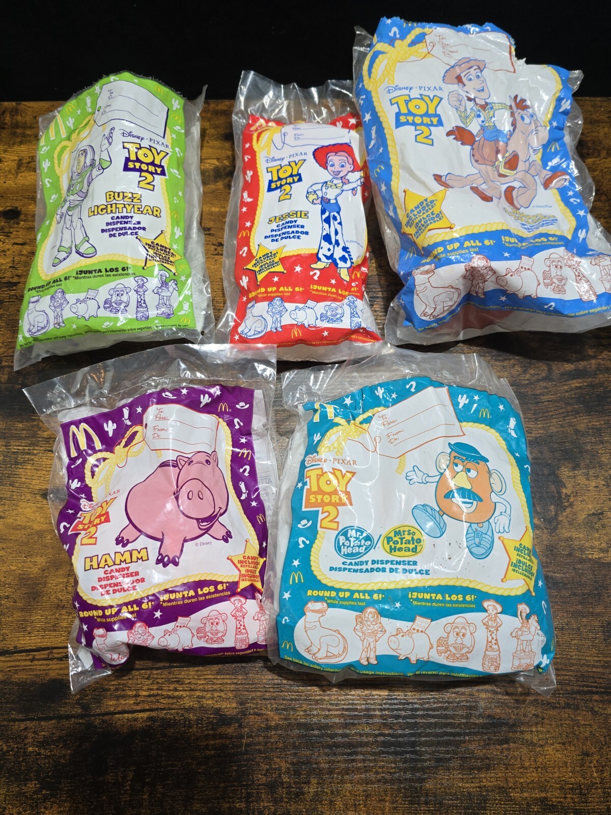 VTG NEW TOY STORY 2 - Set Of 5 McDonald's Happy Meal Candy Dispenser Figures