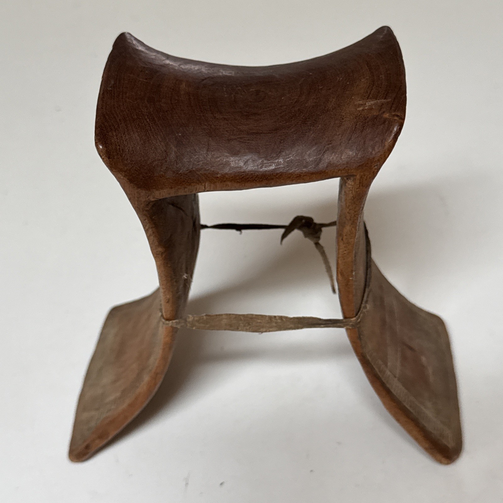 Antique East African Carved Wooden Tribal Art Headrest 7” Tall 7” Wide