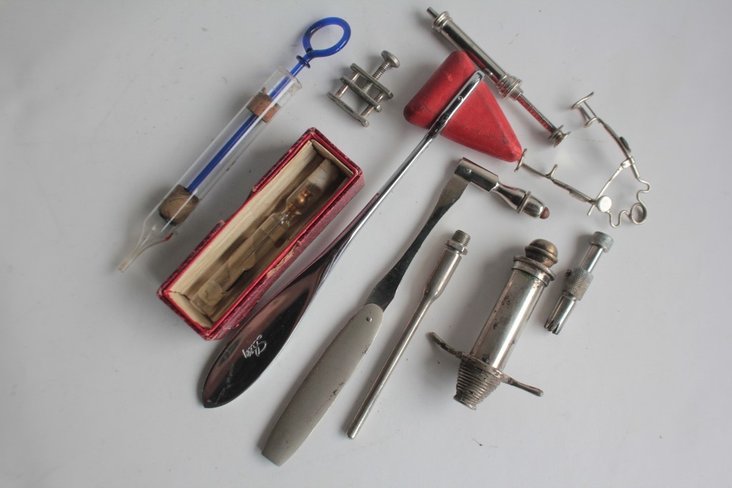Lot of Antique Medical Instruments: 10 Various Surgical Tools (74138)