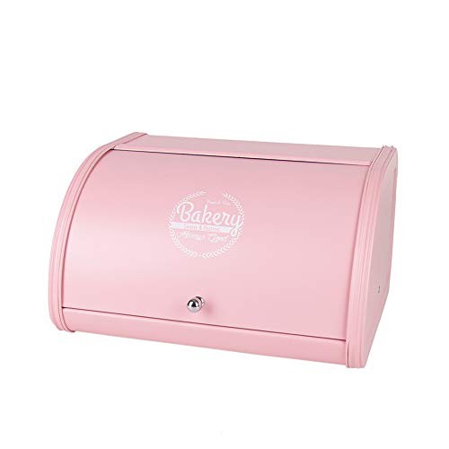 X458 Metal Bread Box/Bin/kitchen Storage Containers with Roll Top Lid Pink