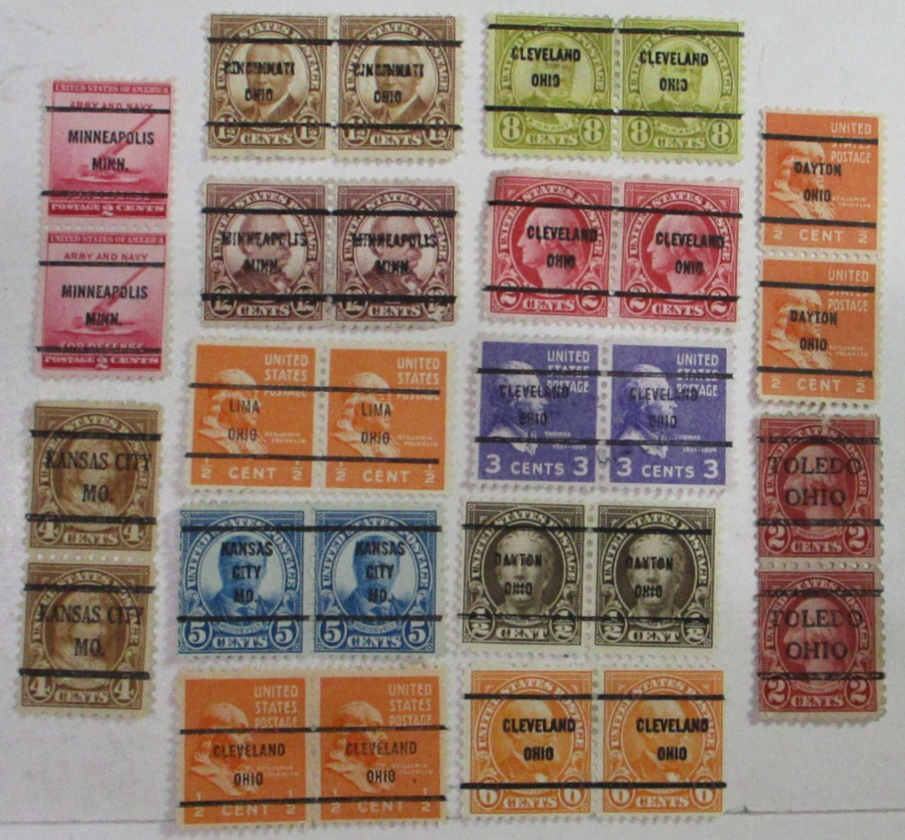 PRECANCEL   (14) DIFFERENT    "PRECANCEL PAIRS"  PSS#MIXED See Pic