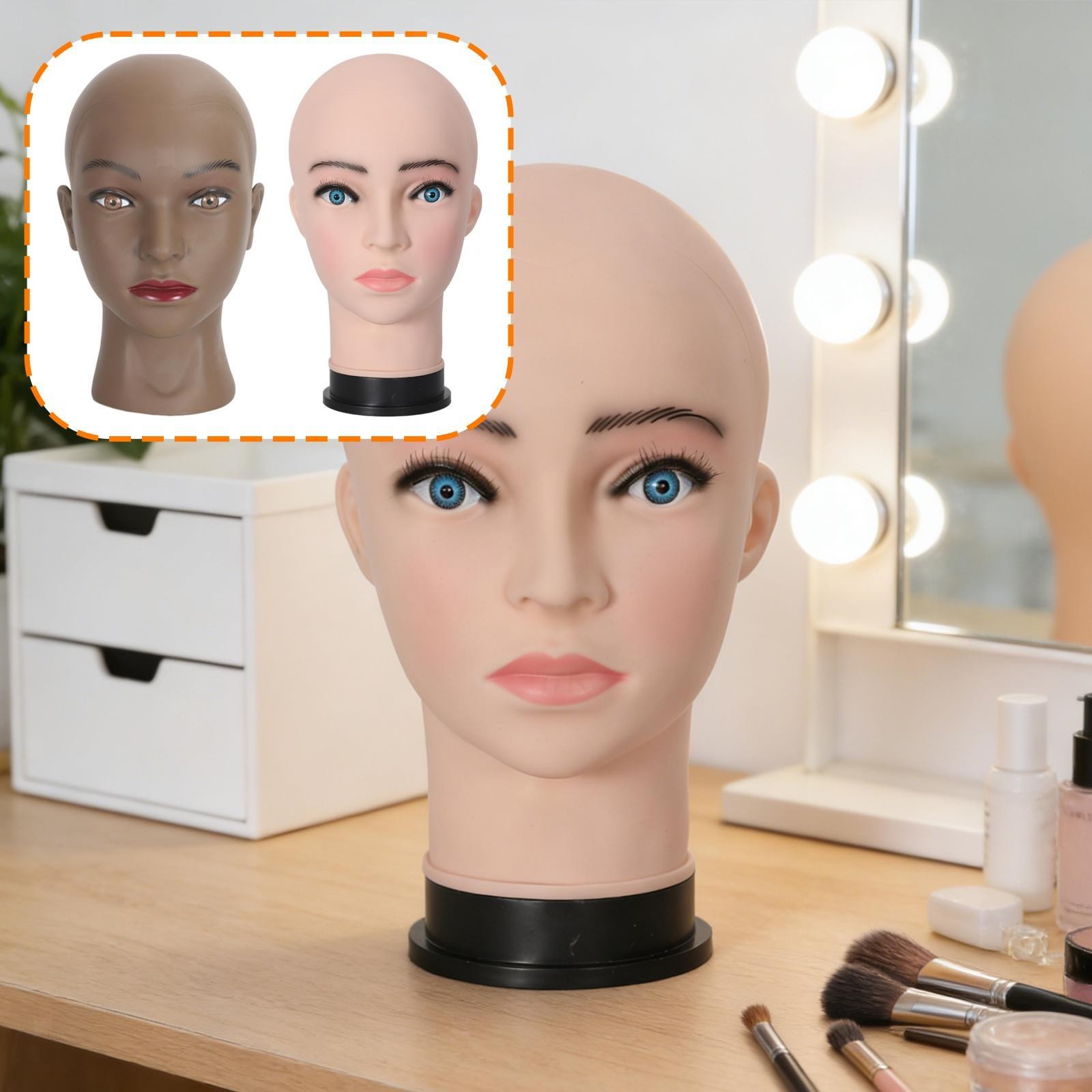 Female Mannequin Head PVC Professional Wig Display for Styling Cap Makeup