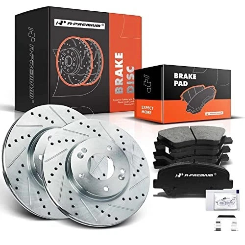  11.02 inch (280mm) Disc Brake Rotors + Ceramic Pads Front Drilled and Slotted