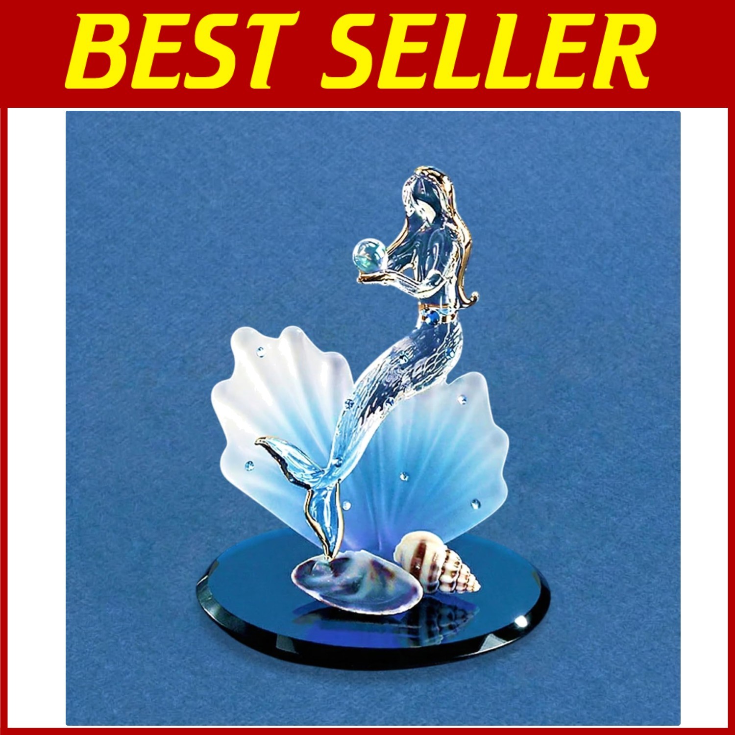 Intricate Blue Coral Mermaid Statue