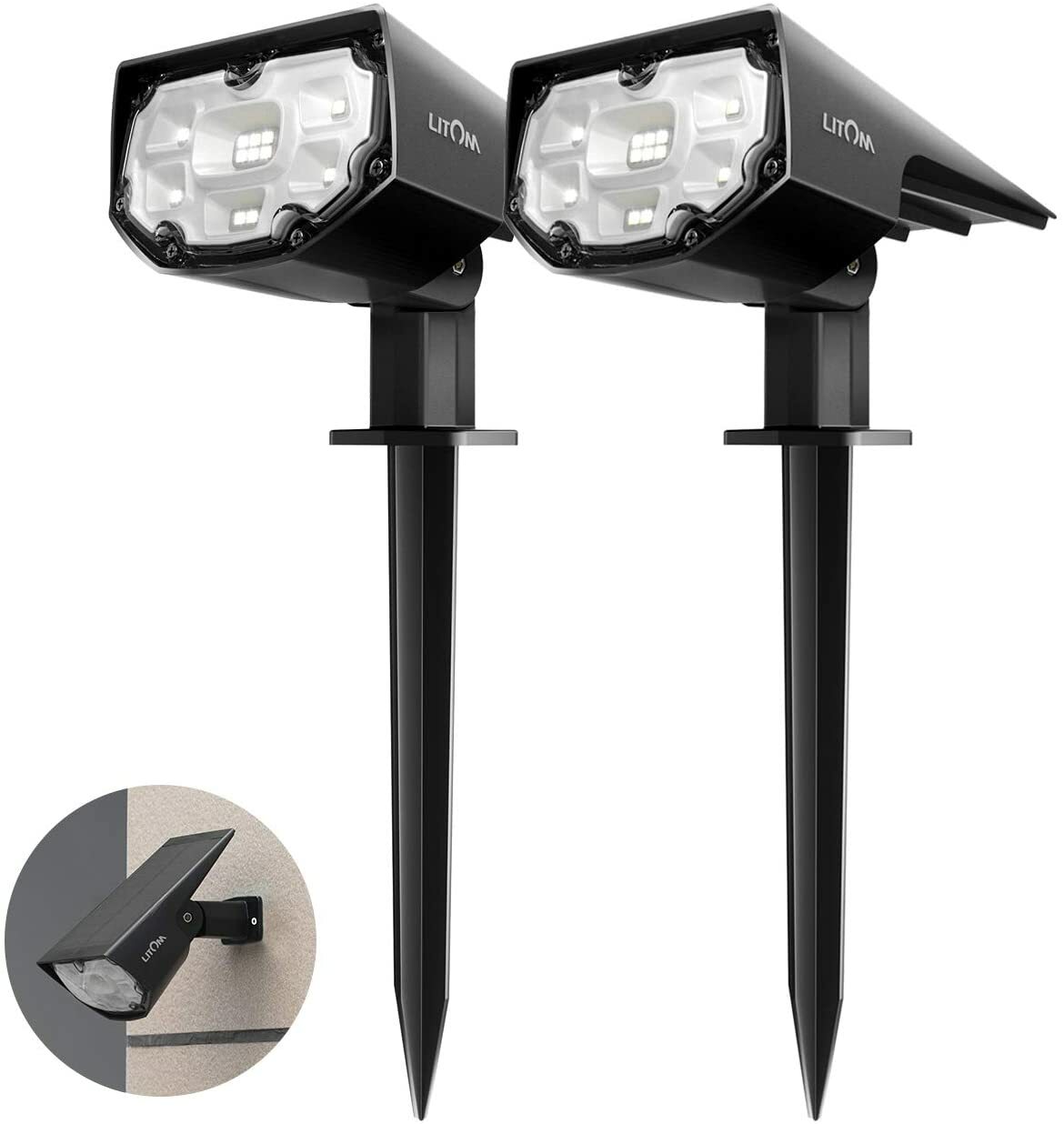 LITOM Éclairage solaire de paysage, IP67 étanche 12 LED Appliques murales