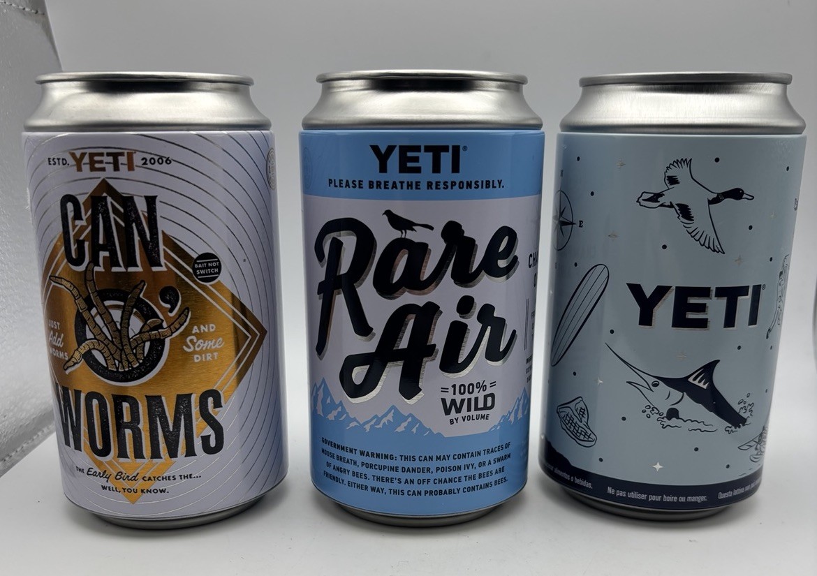 Yeti Stash Can Lot of 3 Ltd Edition Rare Air Buck Bank Can O’ Worms W/ Stickers