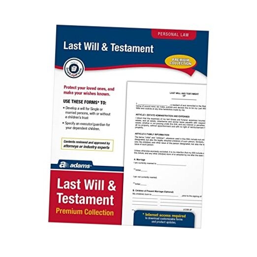  Last Will and Testament, Forms and Instructions, Downloadable Product Details 