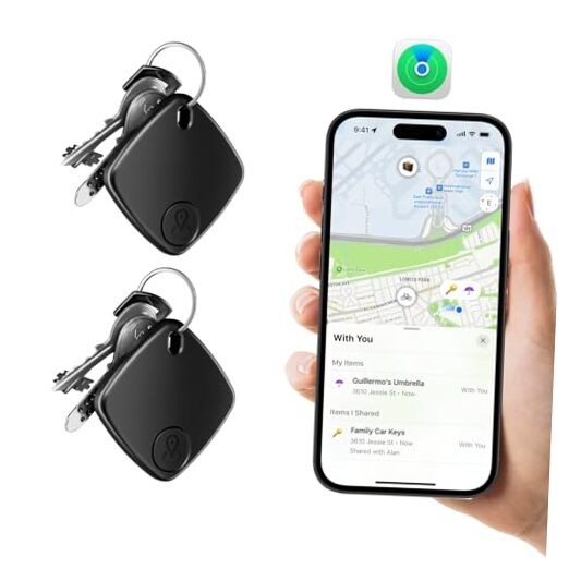 2 Pack Bluetooth Tracker Works with Apple Find My, Key Finder Locator 2 PACK