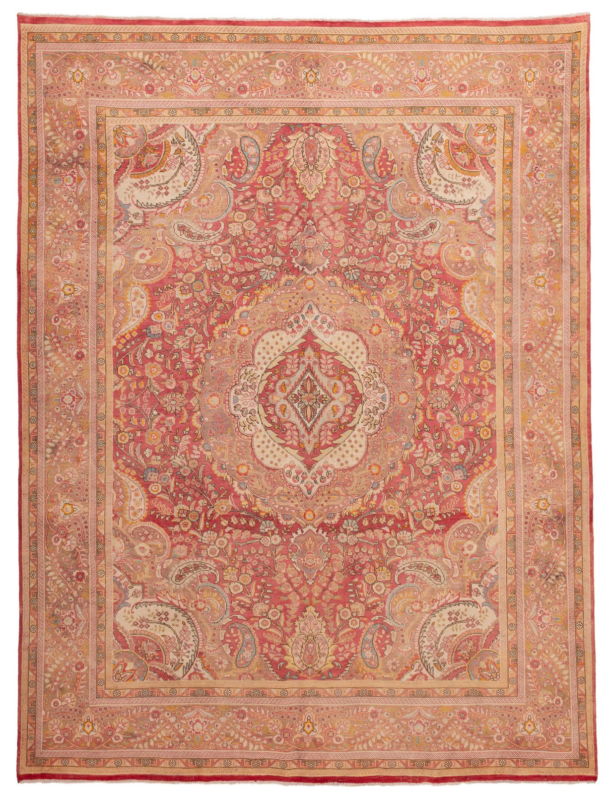 Vintage Hand-Knotted Area Rug 9'7" x 12'10" Traditional Oriental Wool Carpet