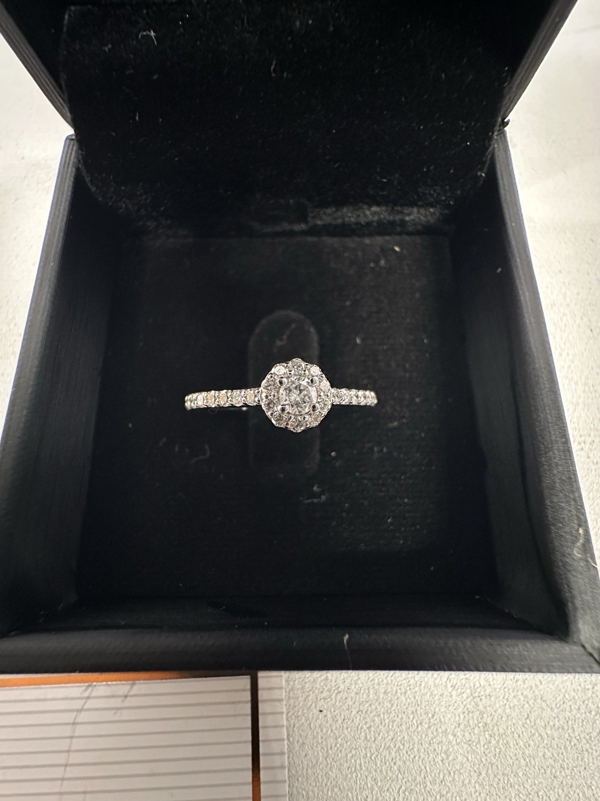 18K Gold Diamond Halo Ring 0.46 CTW Natural Diamonds Engagement Ring