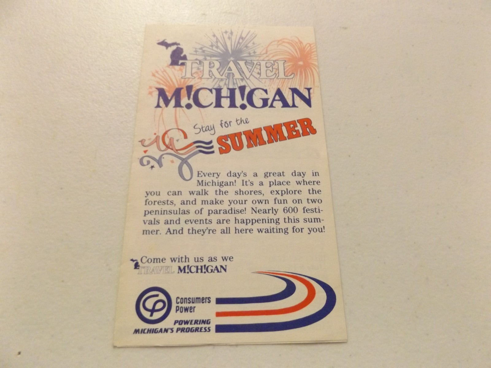 Vintage 1989 TRAVEL MICHIGAN Brochure by Consumers Power Company